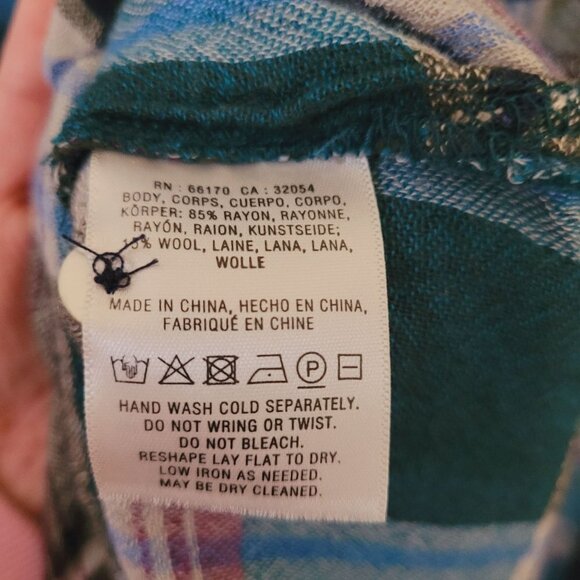 Anthropologie Akemie + Kim Womens Plaid Tunic Size Medium Wool Blend Shirtdres - Picture 4 of 7